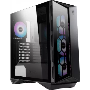 MSI MPG GUNGNIR 110R Mid Tower Gaming Computer Case Schwarz, USB 3.2 Gen2 Type C, 4x 120mm ARGB Fan, Mystic Light Sync, 1 to 6 ARGB Control board, 2x Tempered Glass Panels, ATX, mATX, mini-ITX
