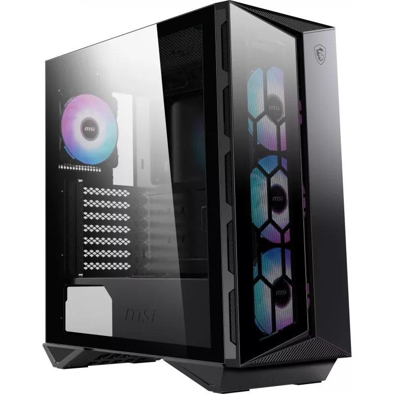 MSI MPG GUNGNIR 110R Mid Tower Gaming Computer Case Schwarz, USB 3.2 Gen2 Type C, 4x 120mm ARGB Fan, Mystic Light Sync, 1 to 6 ARGB Control board, 2x Tempered Glass Panels, ATX, mATX, mini-ITX