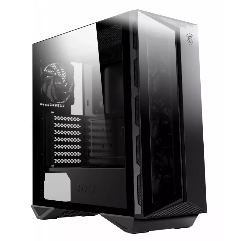 MSI MPG GUNGNIR 110R Mid Tower Gaming Computer Case Schwarz, USB 3.2 Gen2 Type C, 4x 120mm ARGB Fan, Mystic Light Sync, 1 to 6 ARGB Control board, 2x Tempered Glass Panels, ATX, mATX, mini-ITX