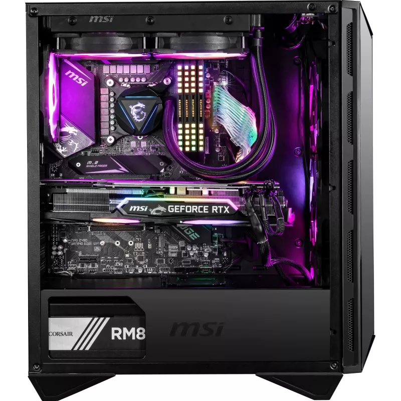 MSI MPG GUNGNIR 110R Mid Tower Gaming Computer Case Schwarz, USB 3.2 Gen2 Type C, 4x 120mm ARGB Fan, Mystic Light Sync, 1 to 6 ARGB Control board, 2x Tempered Glass Panels, ATX, mATX, mini-ITX