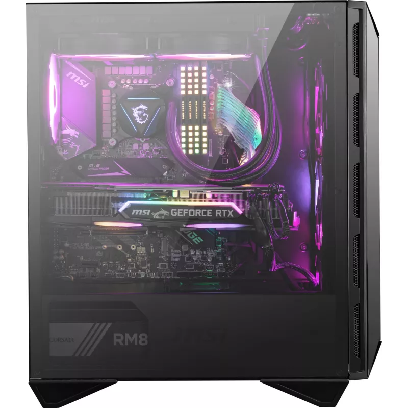 MSI MPG GUNGNIR 110R Mid Tower Gaming Computer Case Schwarz, USB 3.2 Gen2 Type C, 4x 120mm ARGB Fan, Mystic Light Sync, 1 to 6 ARGB Control board, 2x Tempered Glass Panels, ATX, mATX, mini-ITX