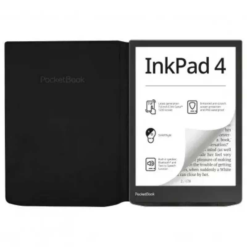 Flip-Case für PocketBook 7,8-Zoll E-Book-Reader – HN-FP-PU-743G-RB-WW, Magnetverschluss, schwarz