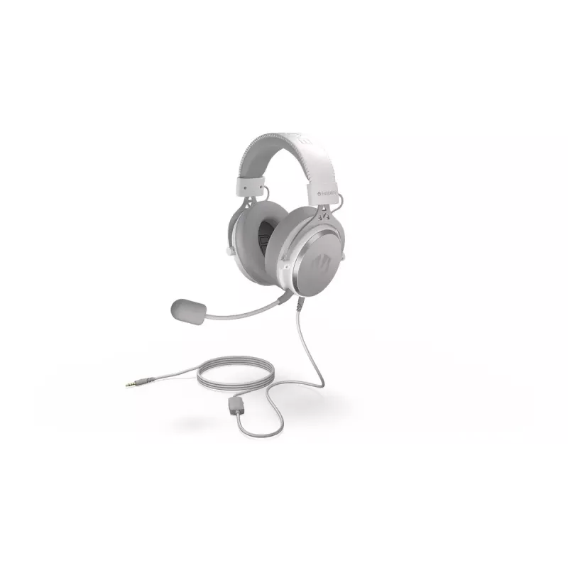 Kabelgebundenes binaurales Headset ENDORFY VIRO Plus USB Onyx White — 5,3 cm Treiber, 20–20000 Hz, 98 dB, 32 Ω, abnehmbares Boom-Mikrofon, 2,9 m Kabel