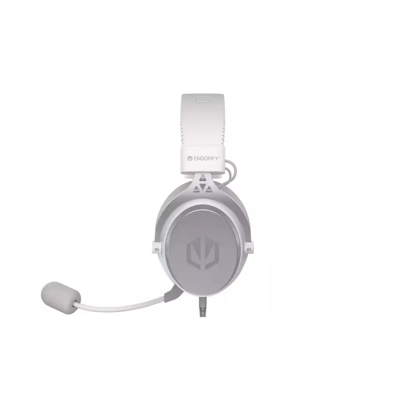 Kabelgebundenes binaurales Headset ENDORFY VIRO Plus USB Onyx White — 5,3 cm Treiber, 20–20000 Hz, 98 dB, 32 Ω, abnehmbares Boom-Mikrofon, 2,9 m Kabel