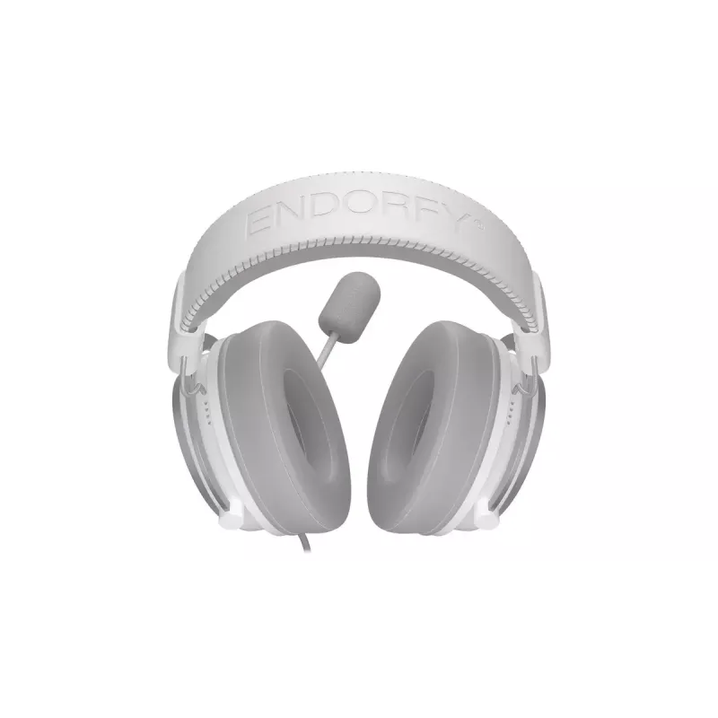 Kabelgebundenes binaurales Headset ENDORFY VIRO Plus USB Onyx White — 5,3 cm Treiber, 20–20000 Hz, 98 dB, 32 Ω, abnehmbares Boom-Mikrofon, 2,9 m Kabel