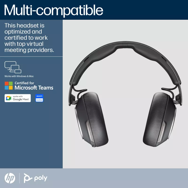 HP Poly Voyager Surround 80 UC Microsoft Teams-zertifiziertes USB-C-Headset +USB-C/A-Adapter