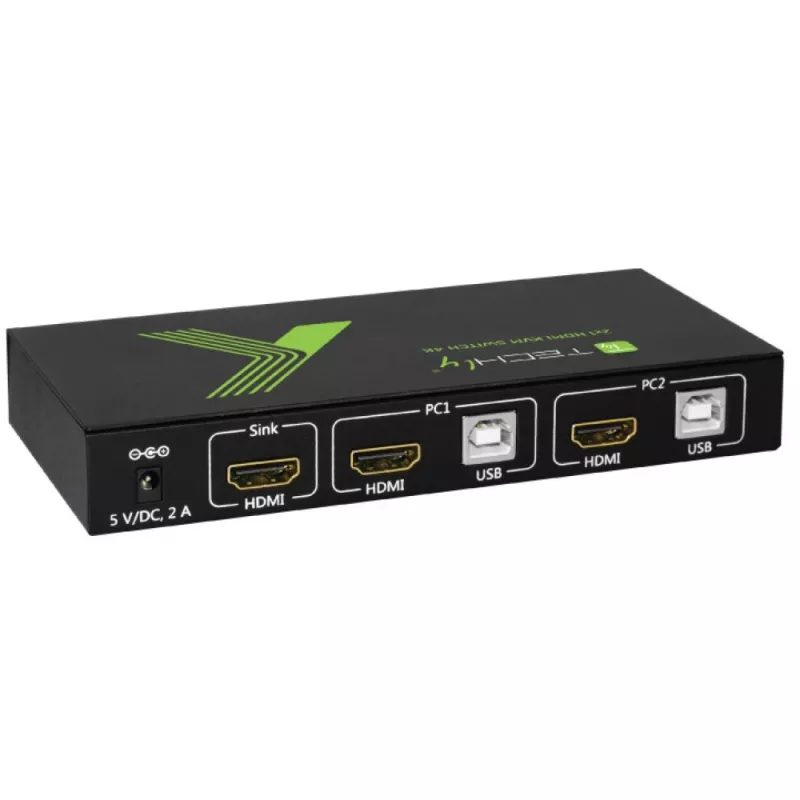 Techly 2x1 USB HDMI 4Kx2K IDATA KVM-HDMI2U KVM-Switch Schwarz
