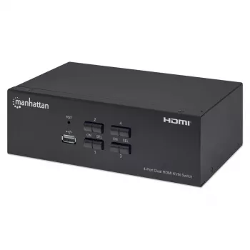 KVM Switch Manhattan 4-Port 4K@30Hz USB-A Audio Mic