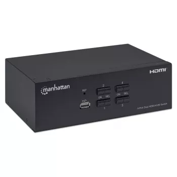 KVM Switch Manhattan 4-Port 4K@30Hz USB-A Audio Mic