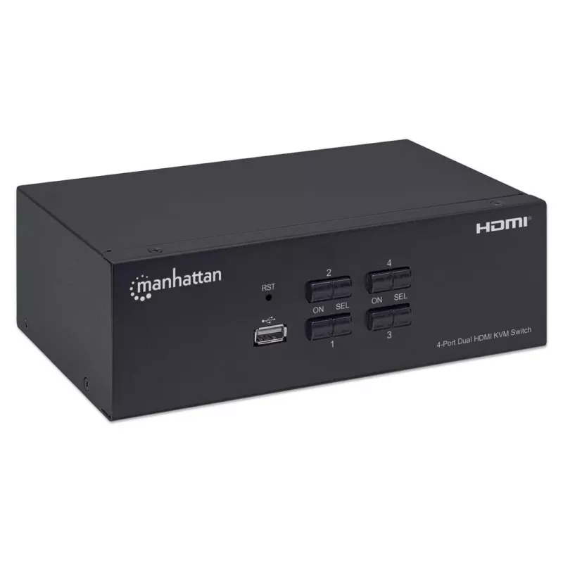 KVM Switch Manhattan 4-Port 4K@30Hz USB-A Audio Mic