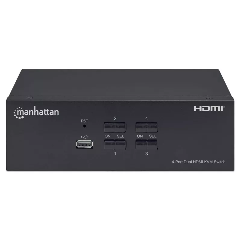 KVM Switch Manhattan 4-Port 4K@30Hz USB-A Audio Mic