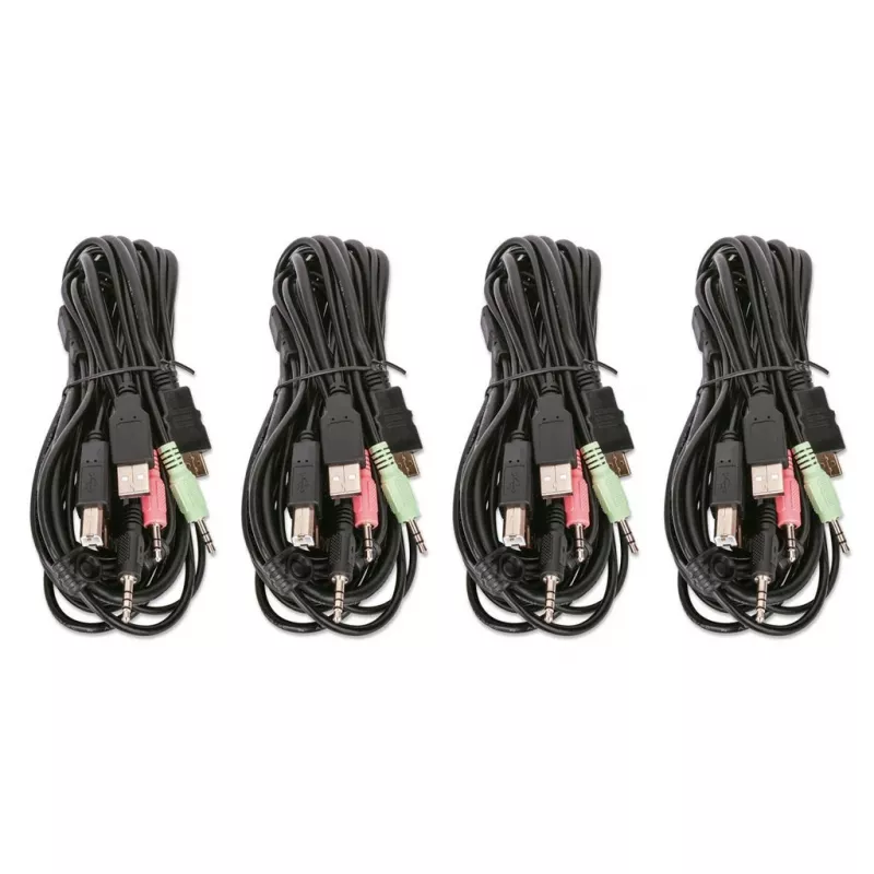 KVM Switch Manhattan 4-Port 4K@30Hz USB-A Audio Mic