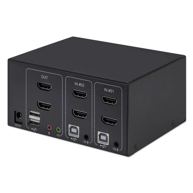 KVM Switch Manhattan 2-Port 4K HDMI USB Audio Steuerung von 2 Computern