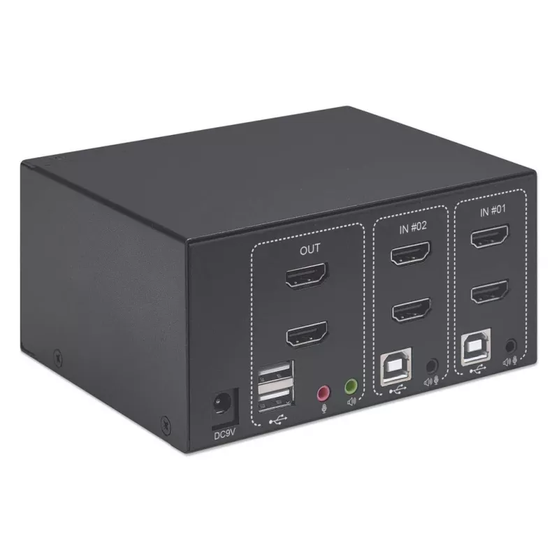 KVM Switch Manhattan 2-Port 4K HDMI USB Audio Steuerung von 2 Computern