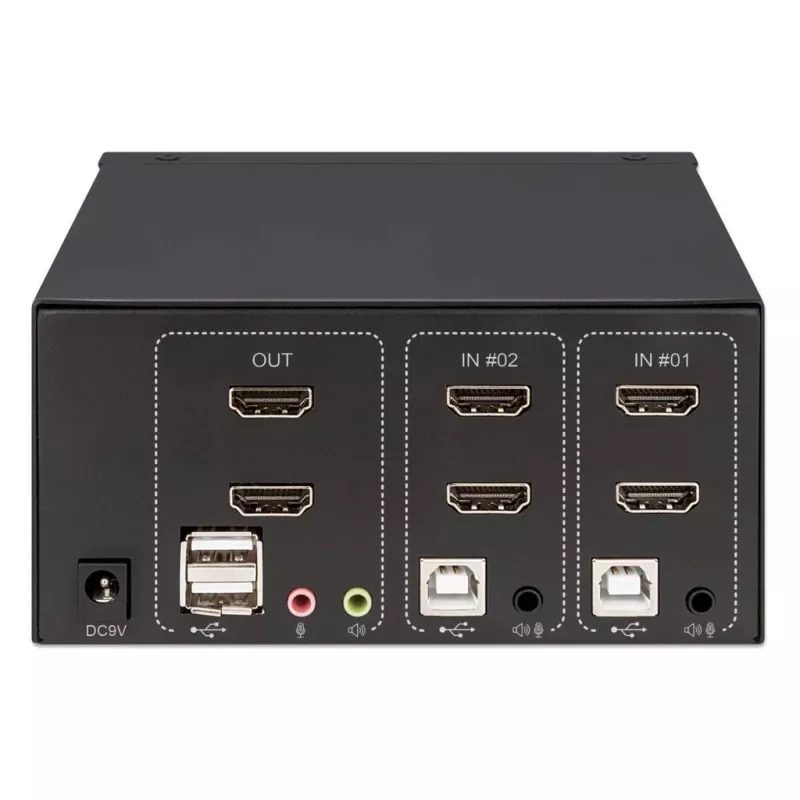 KVM Switch Manhattan 2-Port 4K HDMI USB Audio Steuerung von 2 Computern