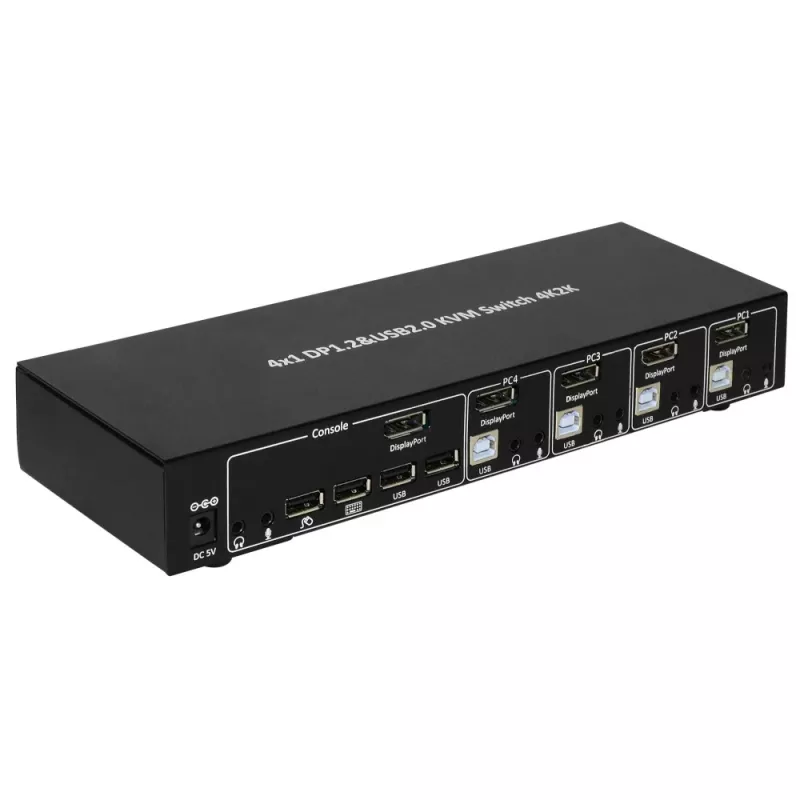 Techly IDATA DP-KVM4 KVM-Switch Rack-Montage Schwarz