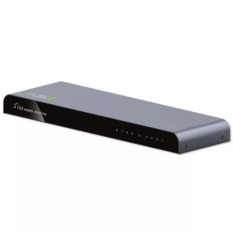 Techly Splitter HDMI 2.0 4K UHD 3D 8-fach, HDMI, 8x HDMI, 3840 x 2160 Pixel, Schwarz, Aluminium, 4K Ultra HD