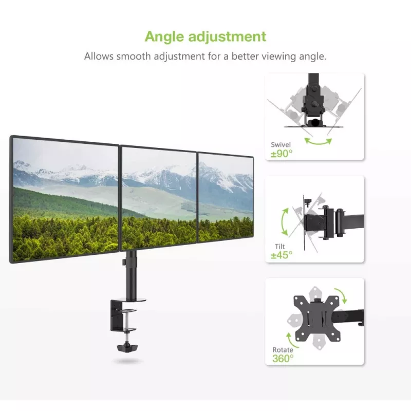 Techly 13-24 Zoll Tischständer für 3 Monitore mit Klemme ICA-LCD 482-T