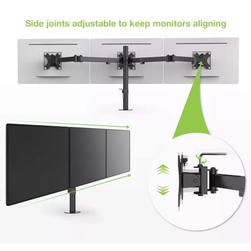 Techly 13-24 Zoll Tischständer für 3 Monitore mit Klemme ICA-LCD 482-T