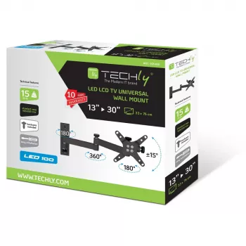 Techly 13-30 Zoll Wandhalterung für LED-LCD-TV neigbar 3 Gelenke Schwarz” ICA-LCD 104BK