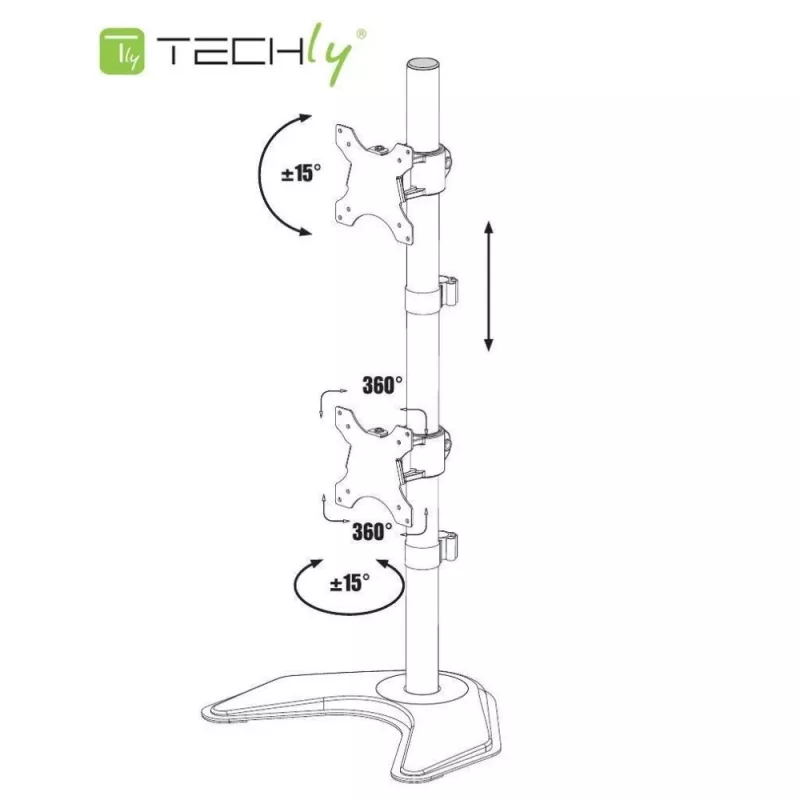 Techly ICA-LCD 2520V Monitorhalterung / Standfuß 68.6 cm (27 Zoll) Schreibtisch Schwarz