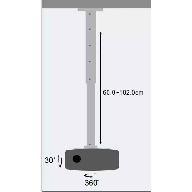 Techly Projektor-Deckenhalterung Verlängerung 60–102 cm Silber ICA-PM 102XL