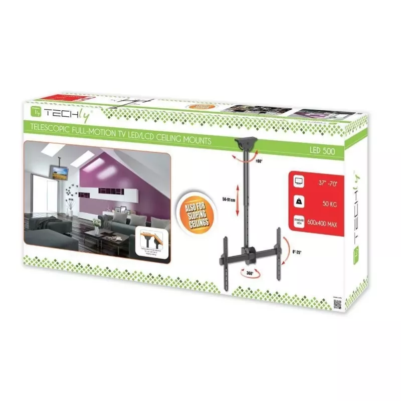 Techly 37-70 Teleskop-Deckenhalterung Universal LED TV LCD-Halterung ICA-CPLB 946S