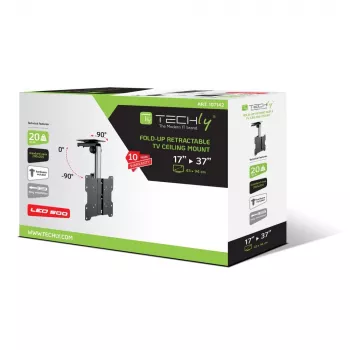 Techly Faltbare einziehbare Deckenhalterung für TV LED/LCD 17 Zoll–37 Zoll Schwarz