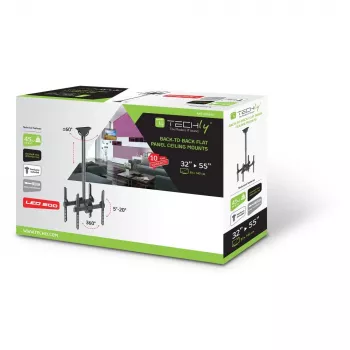 Techly Teleskop-Universal-Deckenhalterung für 2 TV LED LCD 32-55 Zoll ICA-CPLB 944D
