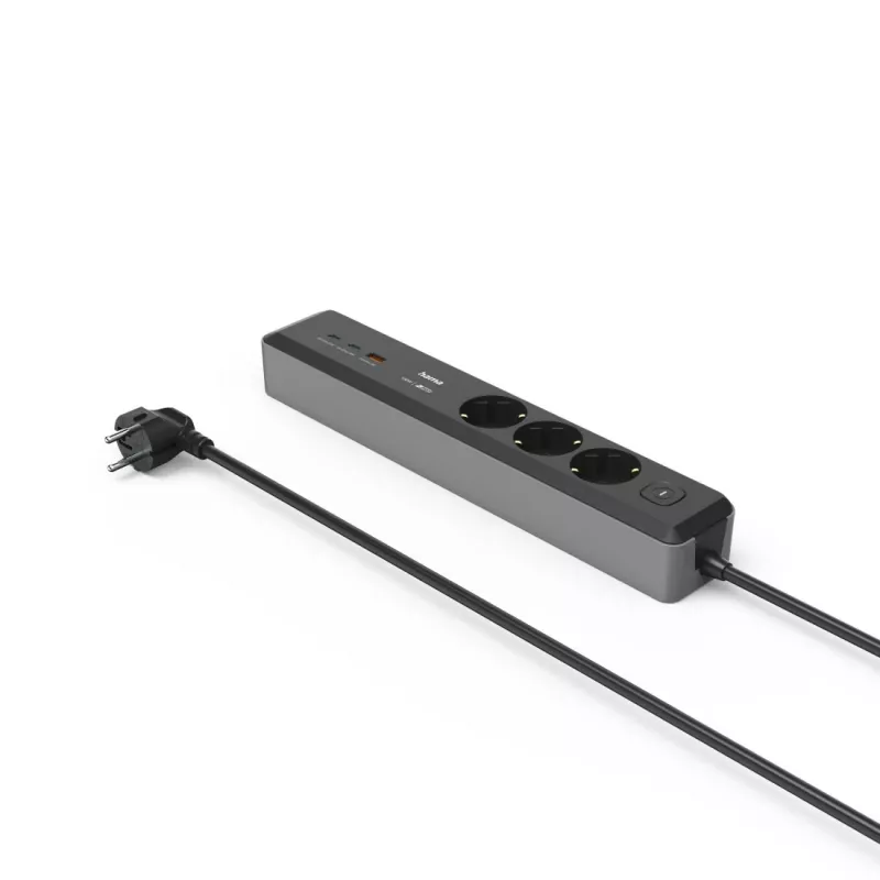 Hama 00223192 Verlängerungskabel 1,4 m 3 AC-Steckdose(n) Innenbereich Schwarz, Grau