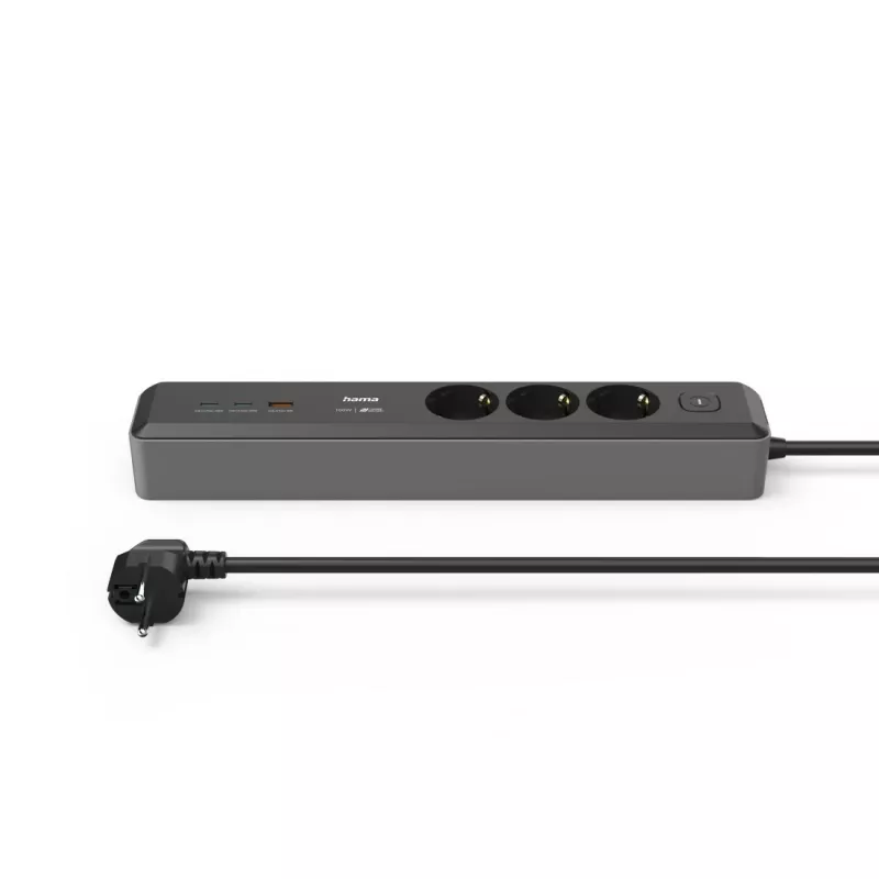 Hama 00223192 Verlängerungskabel 1,4 m 3 AC-Steckdose(n) Innenbereich Schwarz, Grau