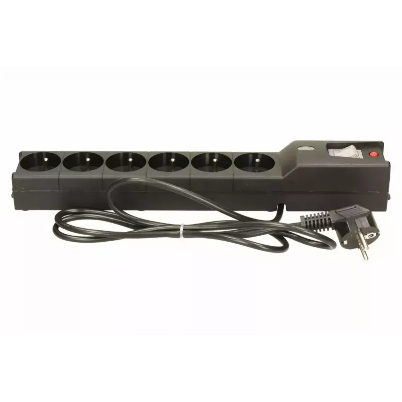 Überspannungsschutz lestar LX 610 G-A – 6 AC-Ausgänge, IEC 320, 1,5 m Kabel, 155 J, 230 V, schwarz