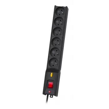 Überspannungsschutz lestar LX 610 G-A – 6 AC-Ausgänge, IEC 320, 1,5 m Kabel, 155 J, 230 V, schwarz