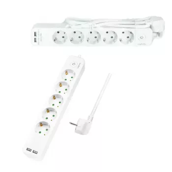 Stromverlängerung LogiLink LPS249U 1,5 m 5 AC-Steckdosen Innenbereich Weiß