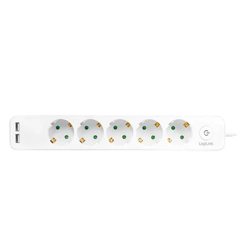 Stromverlängerung LogiLink LPS249U 1,5 m 5 AC-Steckdosen Innenbereich Weiß
