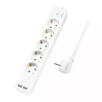 Stromverlängerung LogiLink LPS249U 1,5 m 5 AC-Steckdosen Innenbereich Weiß