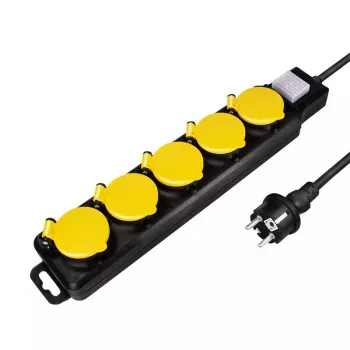 Stromverlängerung LogiLink LPS255 1,5 m 5 AC-Steckdosen Outdoor Schwarz Gelb