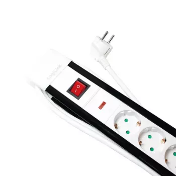 Power Extension LogiLink LPS211 3m 5 AC Outlets Indoor Schwarz White