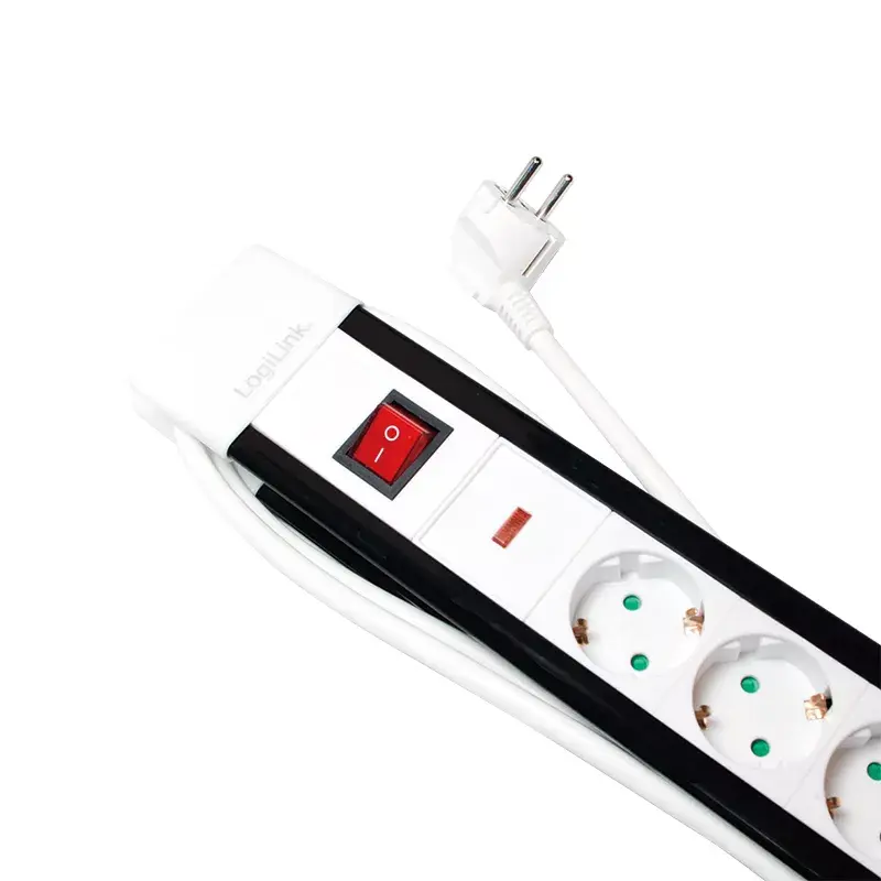 Power Extension LogiLink LPS211 3m 5 AC Outlets Indoor Schwarz White