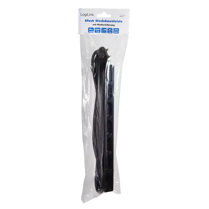 Power Extension LogiLink LPS231B 1.5m 6 AC Outlets Indoor Schwarz
