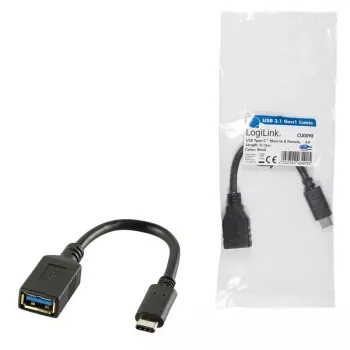 USB-Kabel LogiLink USB C - USB A 0,15m CU0098 Schwarz