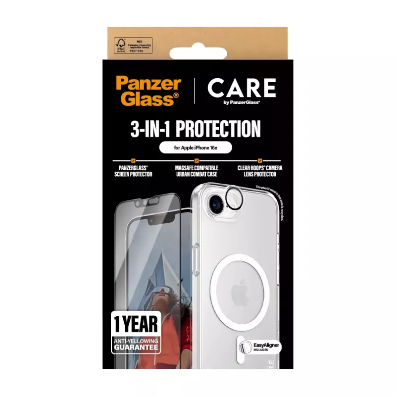 PanzerGlass CARE by ® Flagship 3-in-1 Bundle iPhone 16e kratzfest stoßfest