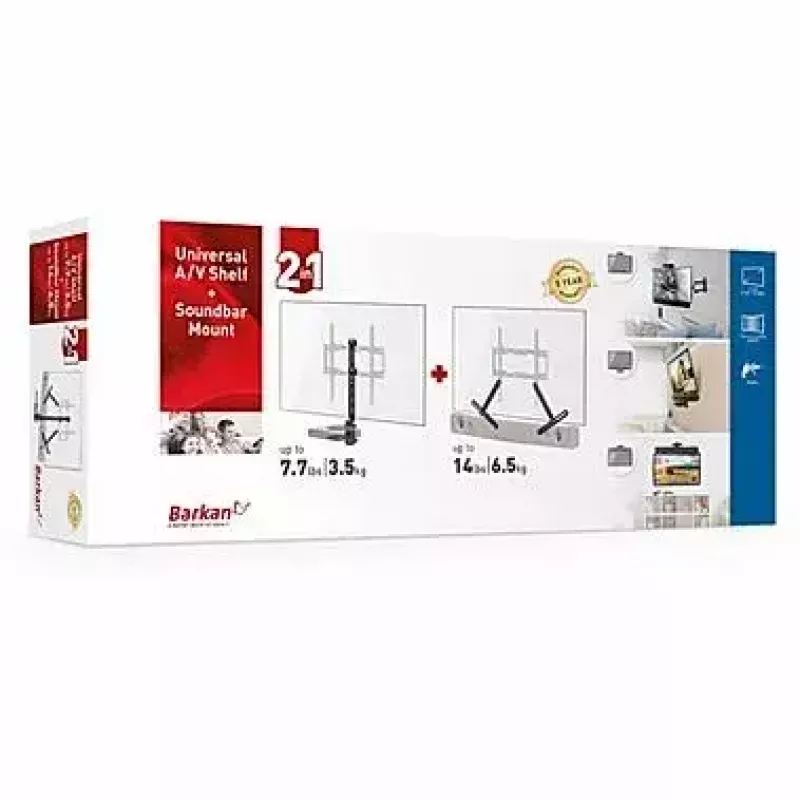 AV-Geräteregal Barkan E850, 1 Fach, schwarz, 565 mm Höhe, 6,5 kg Tragfähigkeit