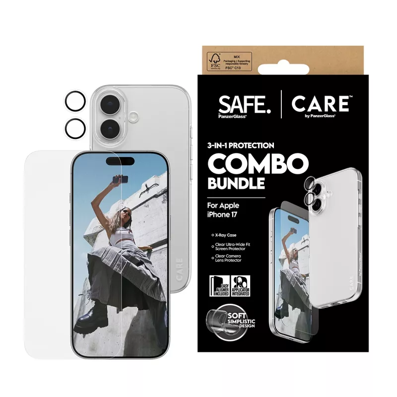 PanzerGlass 3-in-1 Combo Bundle für iPhone 17 – Displayschutz, Kameralinsenschutz und Hülle