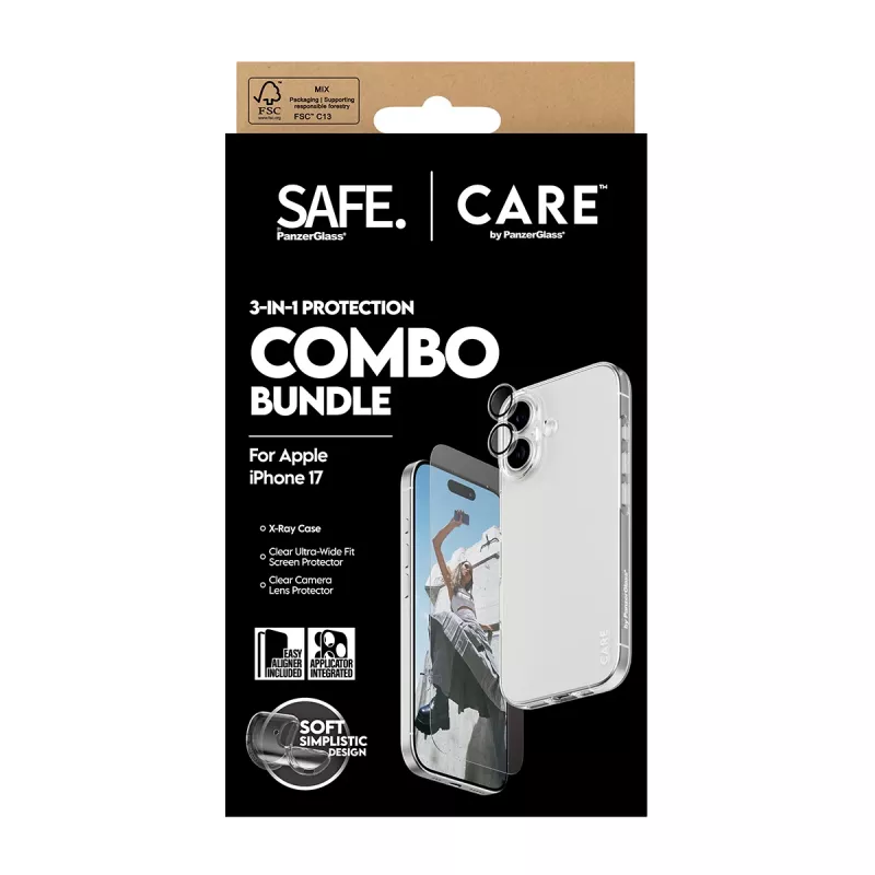 PanzerGlass 3-in-1 Combo Bundle für iPhone 17 – Displayschutz, Kameralinsenschutz und Hülle