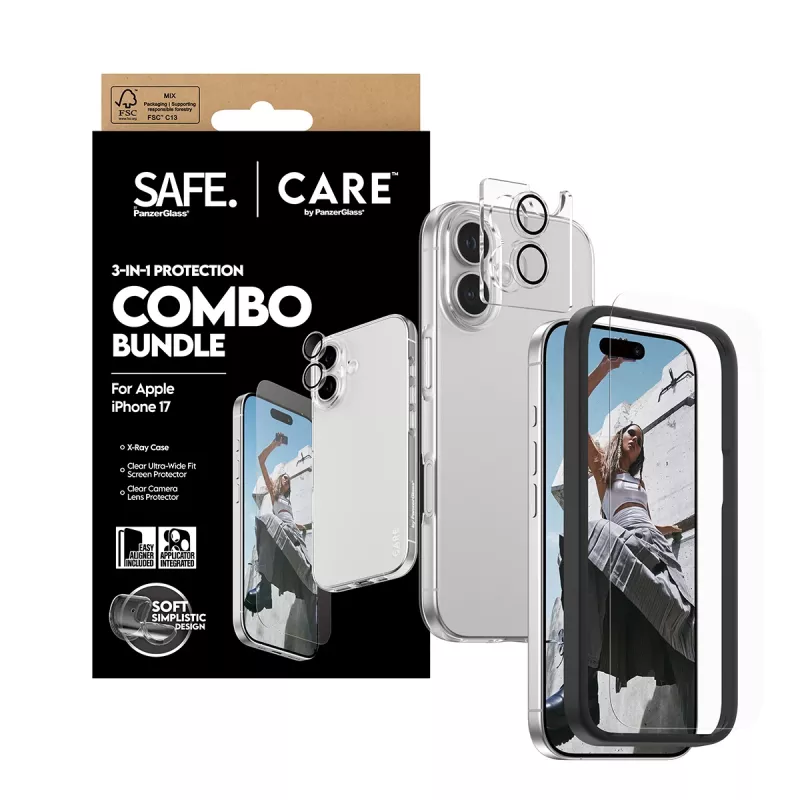 PanzerGlass 3-in-1 Combo Bundle für iPhone 17 – Displayschutz, Kameralinsenschutz und Hülle