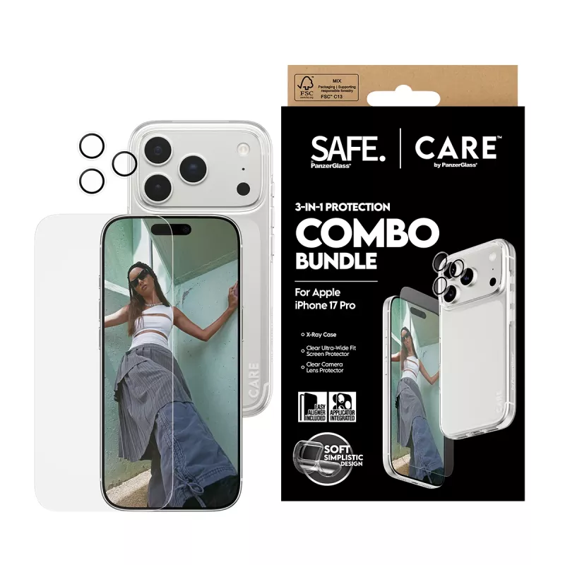 PanzerGlass 3-in-1 Combo Bundle für iPhone 17 Pro CR40572 — Displayschutz, Kameraabdeckung und Hülle