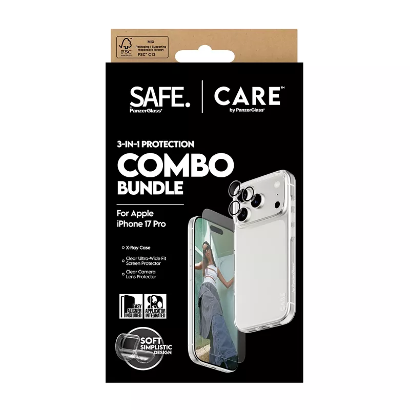 PanzerGlass 3-in-1 Combo Bundle für iPhone 17 Pro CR40572 — Displayschutz, Kameraabdeckung und Hülle