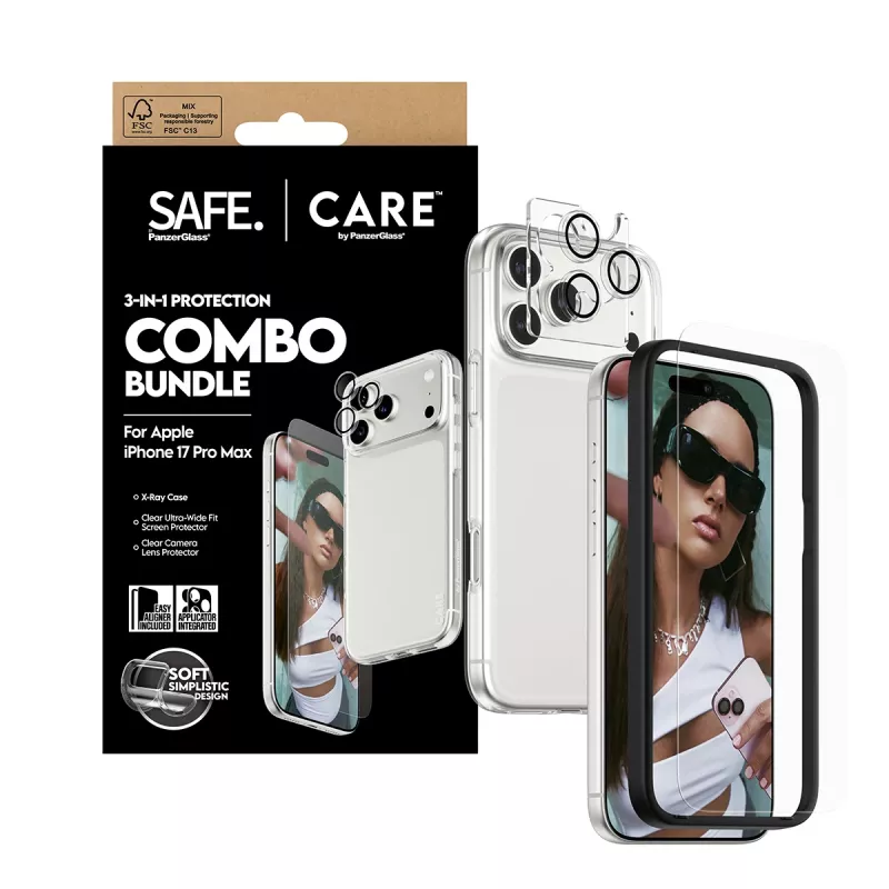 Bildschirmschutz-, Hüllen- und Kameralinsenschutz-Kombi PanzerGlass für iPhone 17 Pro Max CR60725