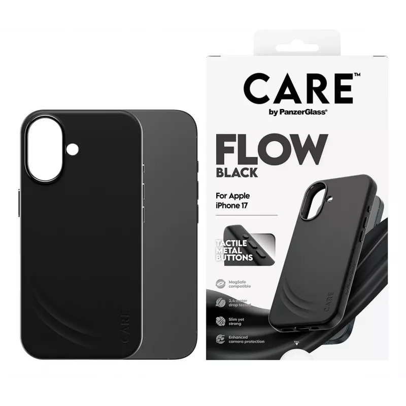 Schutzhülle PanzerGlass CARE Feature FLOW Case Schwarz mit MagSafe für iPhone 17